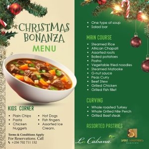 Lacabana Christmas Bonanza Menu